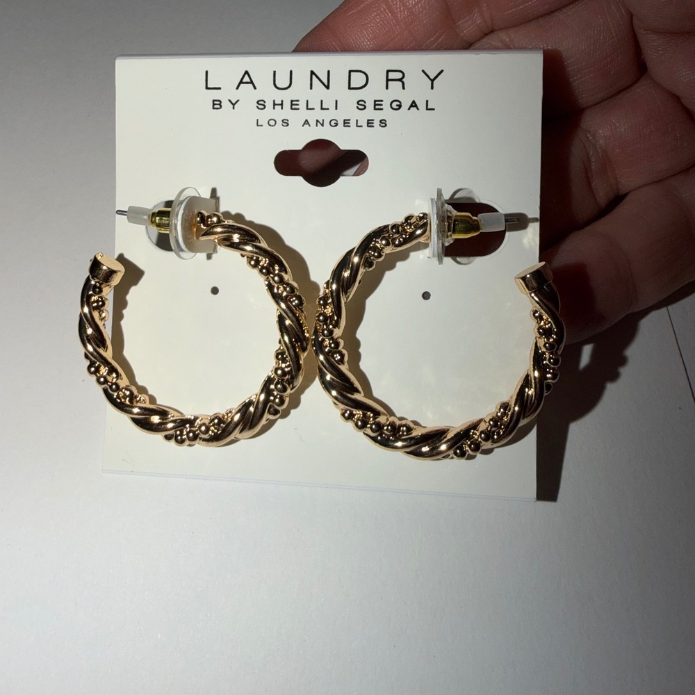 Laundry by Shelli Segal Gold Tone Twisted Hoop Earrings